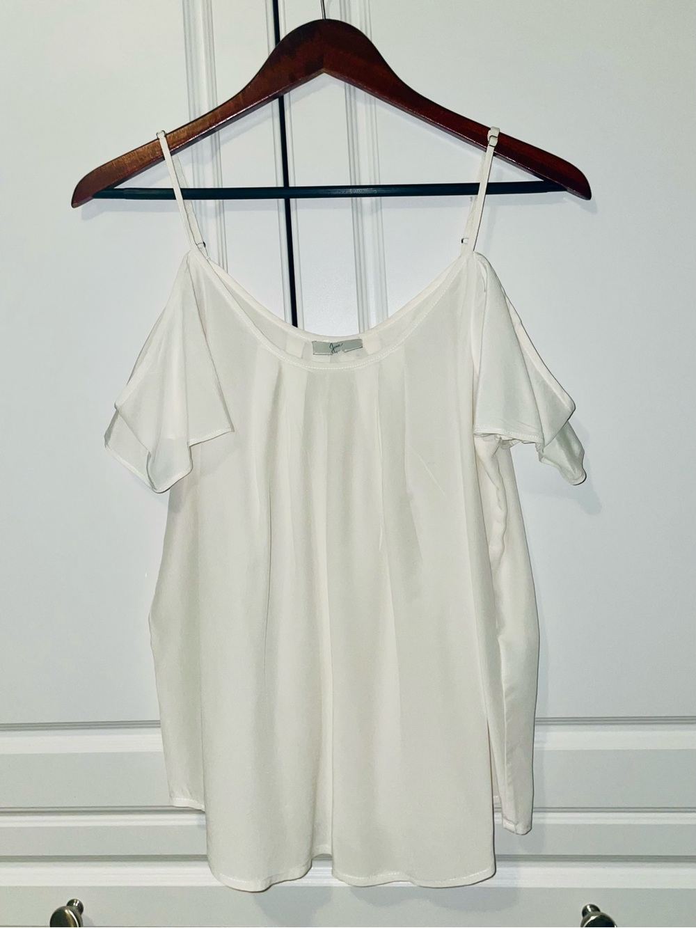 Joie Cream Cold-Shoulder Spaghetti Strap Top